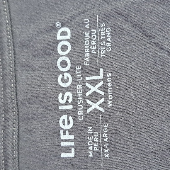 Life Is Good Knotty by Nature Knitting Dark Grey Graphic V-Neck Tee VG XXL - Picture 4 of 9